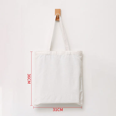 Large Capacity Canvas Shopping Bags Folding Eco-Friendly Cotton Tote Bags Reusable DIY Shoulder Bag Grocery Handbag Beige White