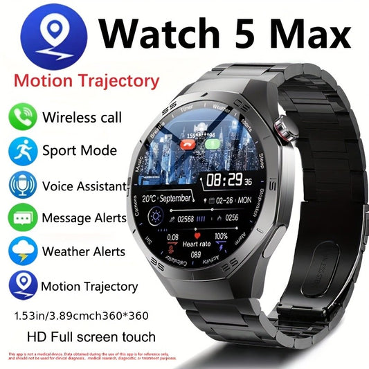 2025Novo Para Android e iOS Smartwatch Masculino Tela AMOLED GPS Rota de movimento Batimentos cardíacos Chamadas Bluetooth Smartwatch À Prova D'água