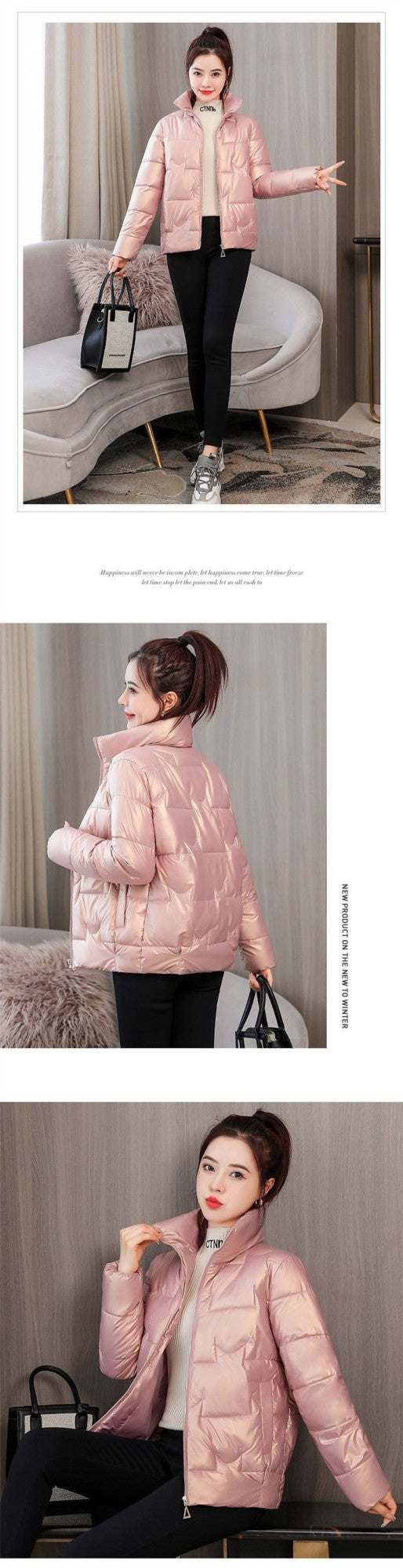 Winter Women Jacket 2022 New Fashion Glossy Cotton Padded Jacket Female Parkas Loose Short Thick Warm Casual Ladies Outwear