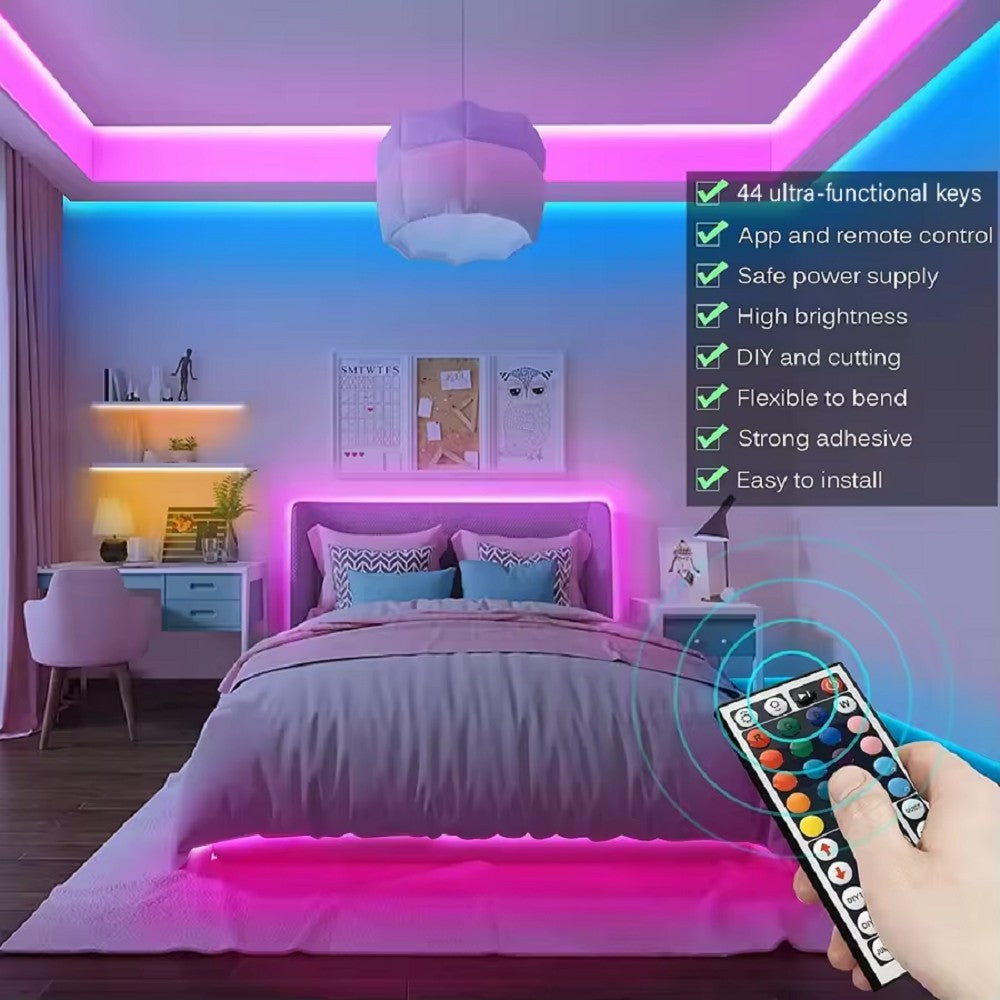 RGB Led Strip Lights 5m 10m 20m 30m Led Room Light with APP Control Flexible Ribbon Luces Led Tape for Room Bedroom Decoration