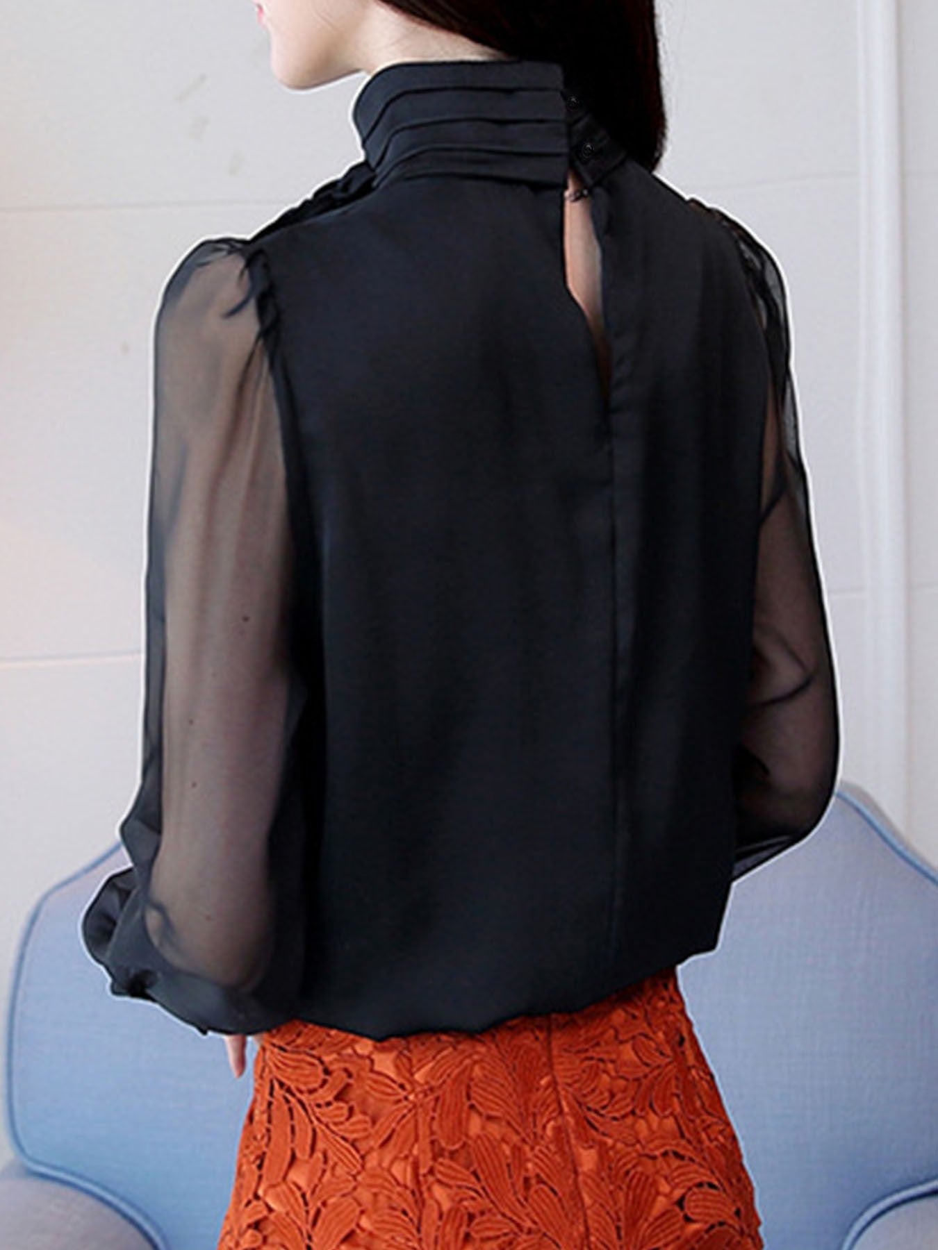 Bow chiffon shirt women long sleeve spring and autumn new women's Han Fan career white shirt chiffon blouse