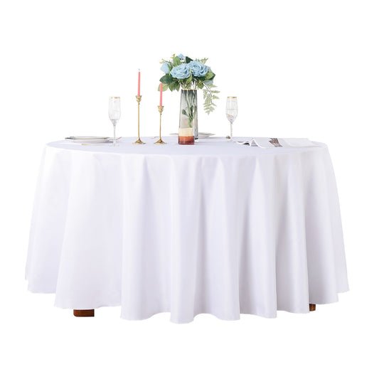 Round Tablecloths White Wedding Table Cloth Satin Solid Color Table Covers Hotel Wedding Birthday Dining Table Decoration