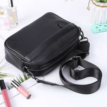 Luxury Business Shoulder Bag for Men Design Plaid PU Leather Messenger Bag Crossbody Bag Casual Zipper Small Square Sling Bag