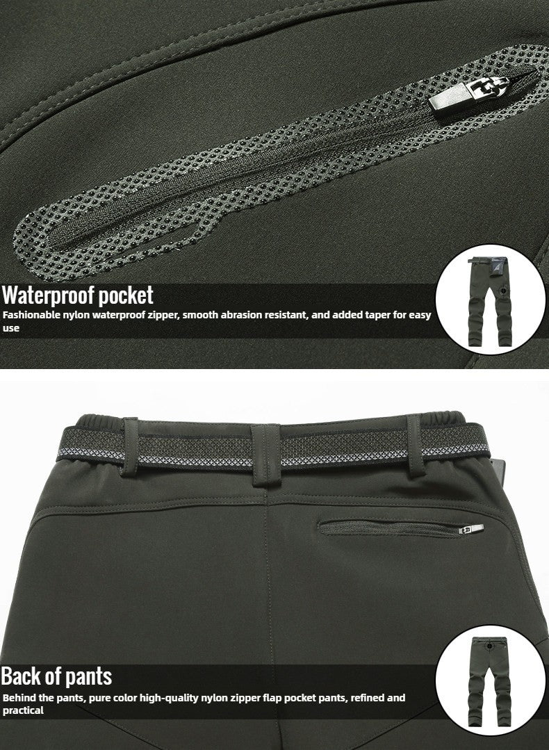 2024 Big Size Waterproof Pants Men Soft Shell Fleece Warm Trousers Male Outdoor Plus Large 9XL 4XL 8XL Work Winter Autumn Black