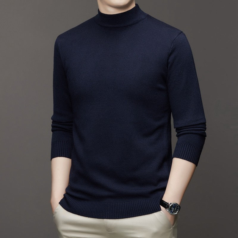 Half Turtleneck Knitwear Sweater New Autumn/Winter Mock Neck Sweatshirts Solid Color Pullovers Man Brand Casual Mens Clothing