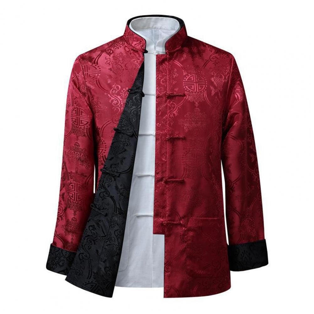 Chinese Style Traditional Clothing Tang Suit Coat Retro Long Sleeved Stand Collar Reversible Keep Warm Vintage Chinese Shirt