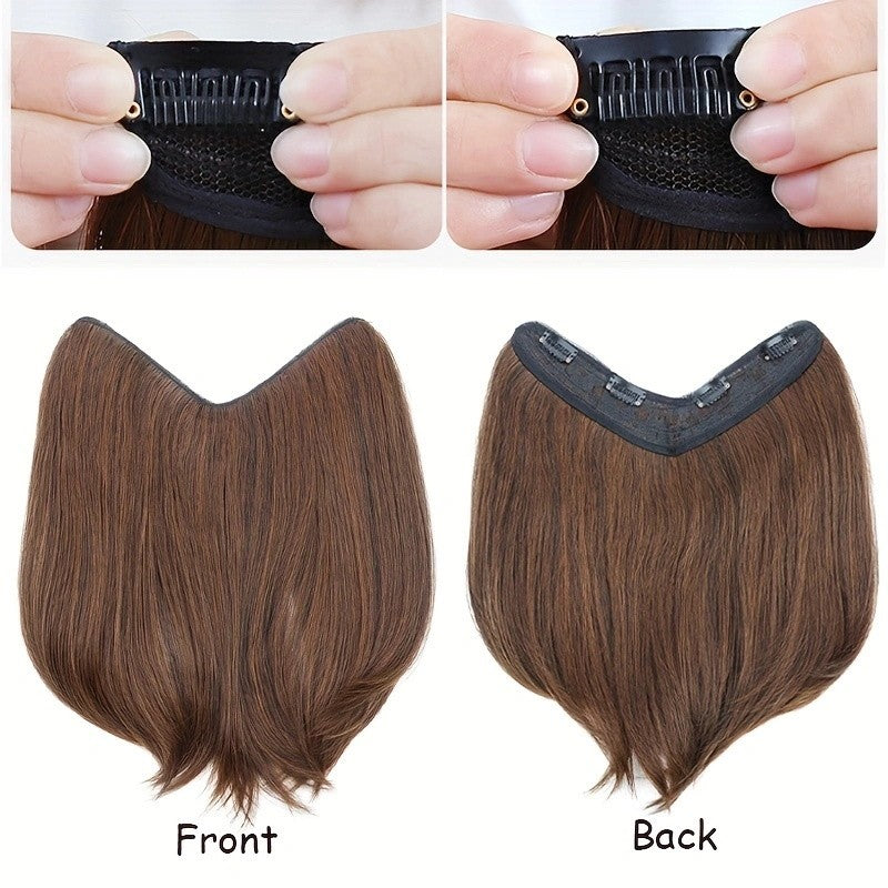 Extensão de cabelo 20/30cm, sintética, curta e reta, com fivela interna em V, meia cabeça, 4 grampos, aplique invisível para mulheres