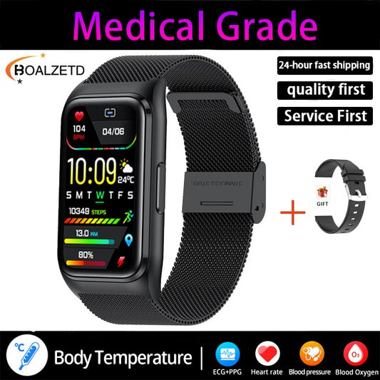 ECG+PPG Smart Watch Health Monitoring Blood Pressure Uric Acid Blood Fat bracelet Bluetooth Call Reminder Waterproof SmartWatch