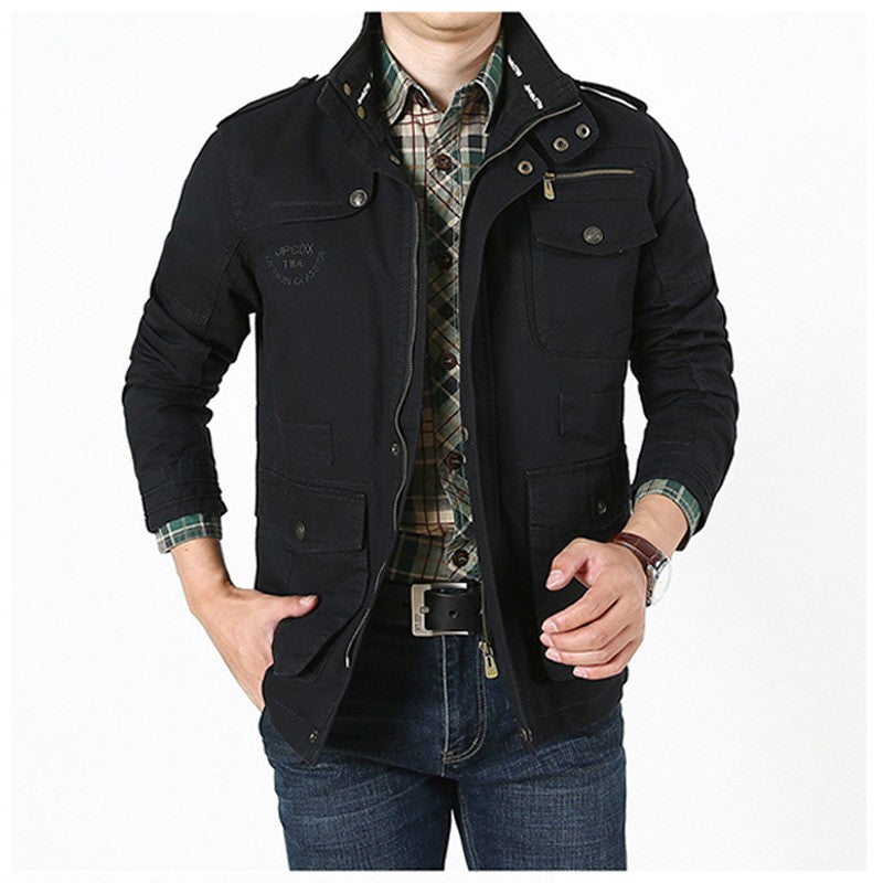 Autumn Men's Military Jacket Casual Man Stand Collar Cotton Business Coats Men Multi-pocket Windbreaker Jackets Clothing 7XL