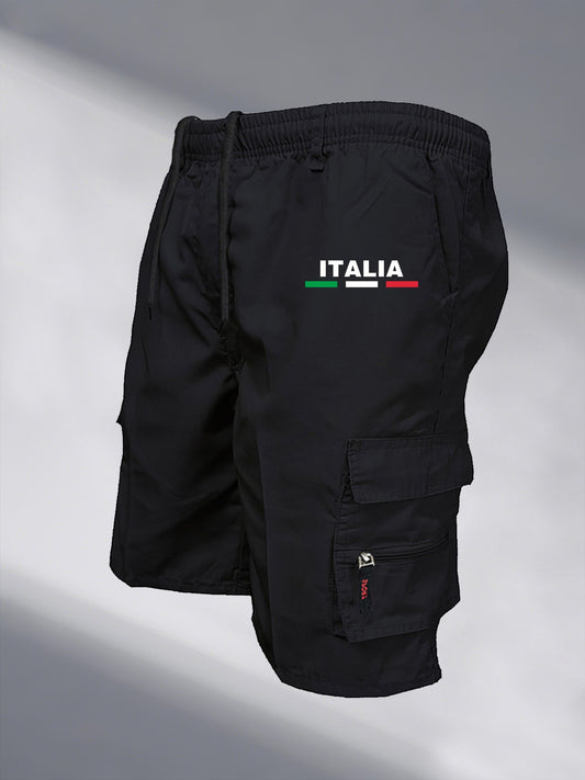 Men's Tactical Shorts Summer Casual Cargo Shorts Knee-length Multi-pockets Elastic Waist Work Hiking Overalls Short Pants Male