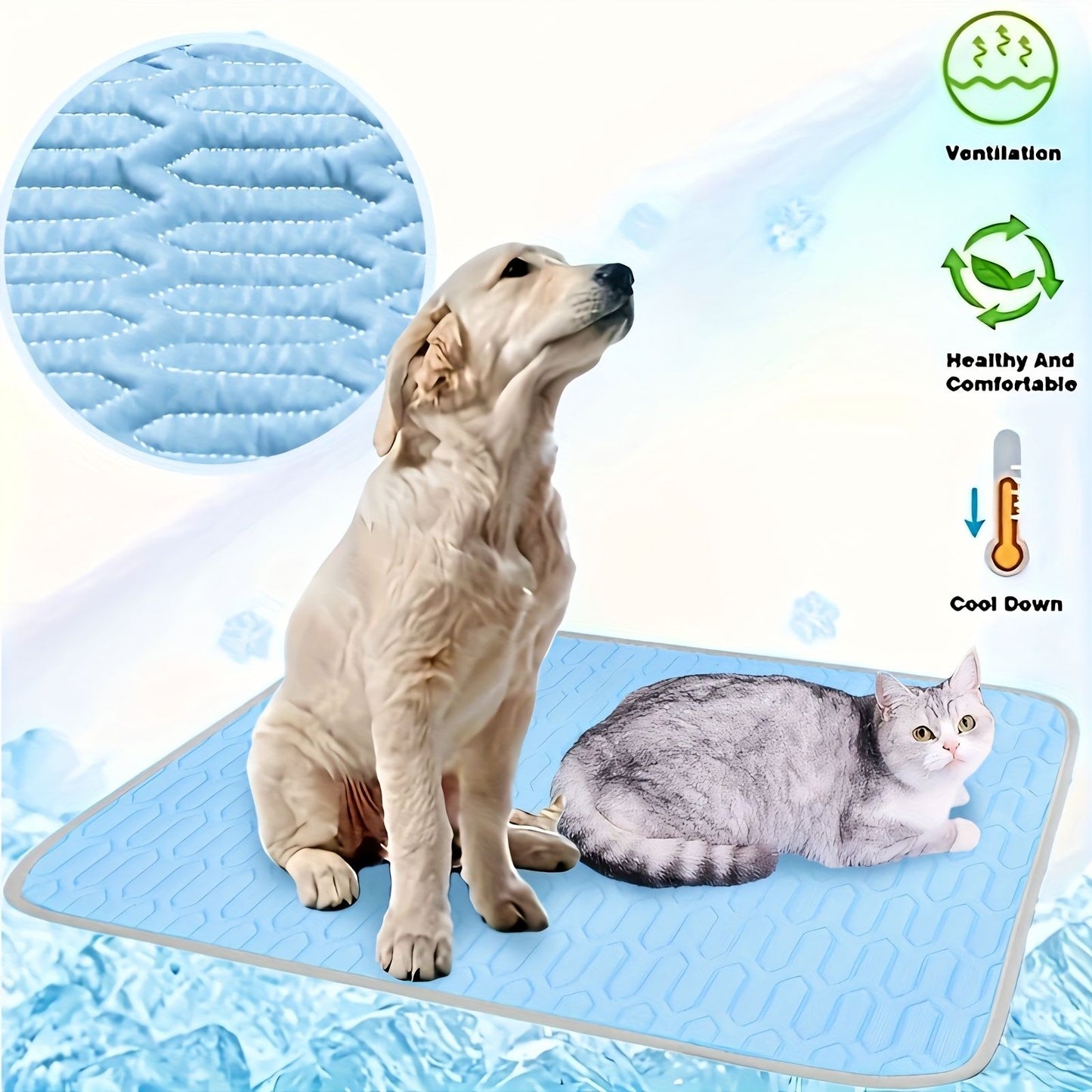 MODELO ICE-COOL ATUALIZADO 2025 Tapete Gelado para Pets e Cama para Gatos e Cães Pequenos, Médios e Grandes