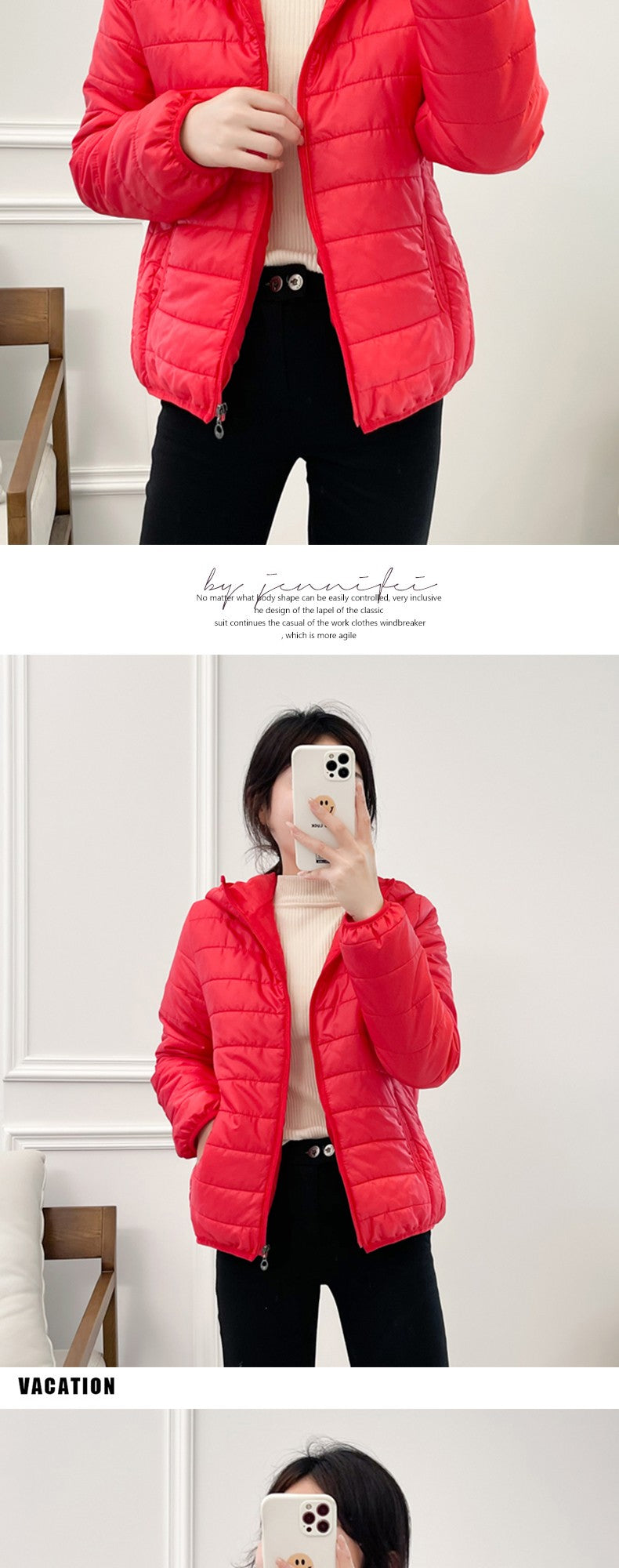 Minimalist Light Weight Women Down Cotton Jackets 2024 New Winter Korean Style Hooded Quilted Parkas Female Windbreaker Outwear
