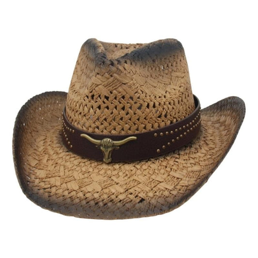 A52E Stylish Straw Cowboy Hats Multipurpose Western Headgear Comfortable Unisex Design For Festivals Daily Wear