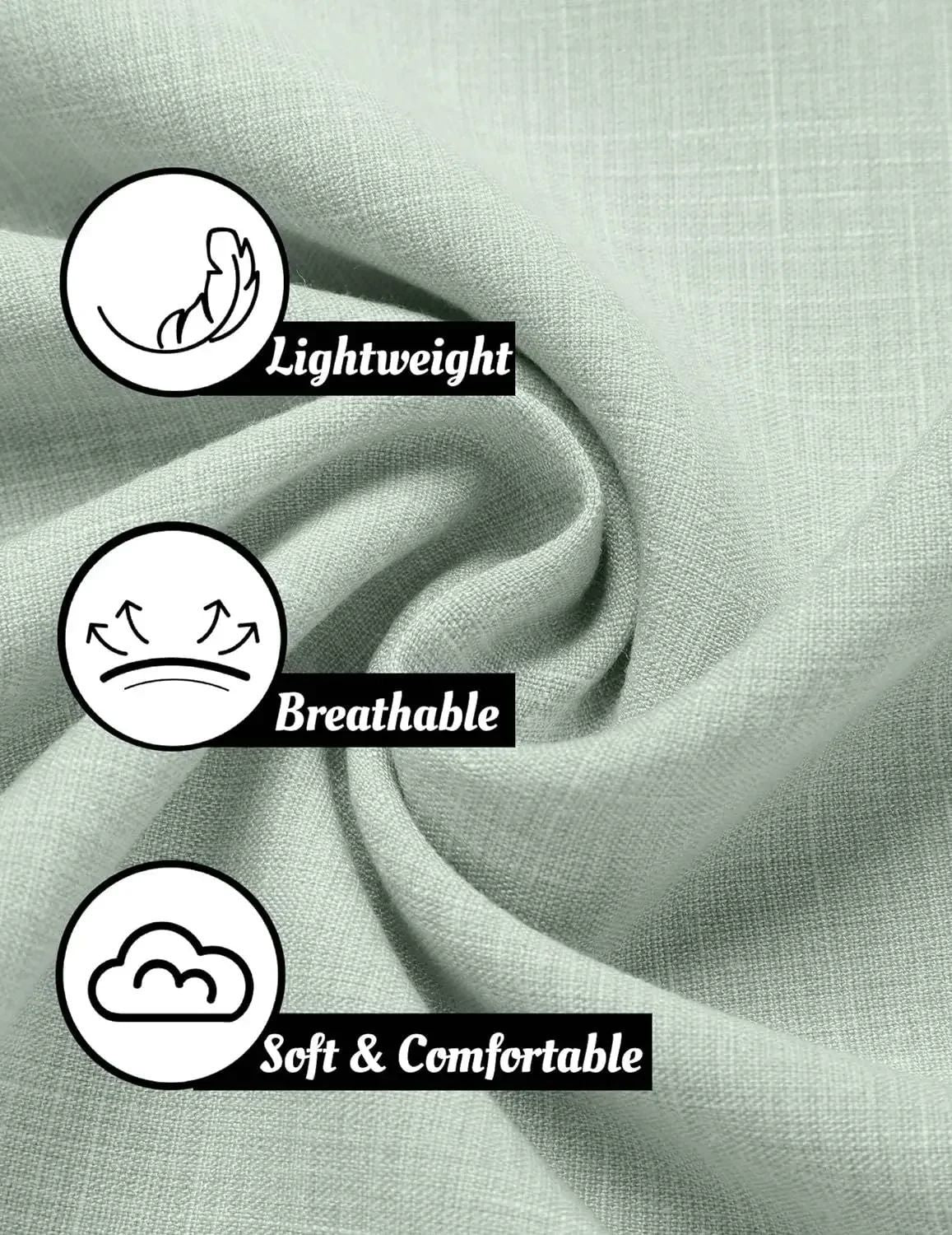 Men's Fashion Casual Solid Color Shirt Pullover Button Linen Cotton Comfortable Daily Top Short Sleeve Shirt Beach Summer Shirt