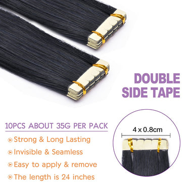 Straight Tape in Hair Extensions Natural Hair Extensions Mini Tape ins Invisible Seamless Blonde Silky Natural Tape ins For Wome