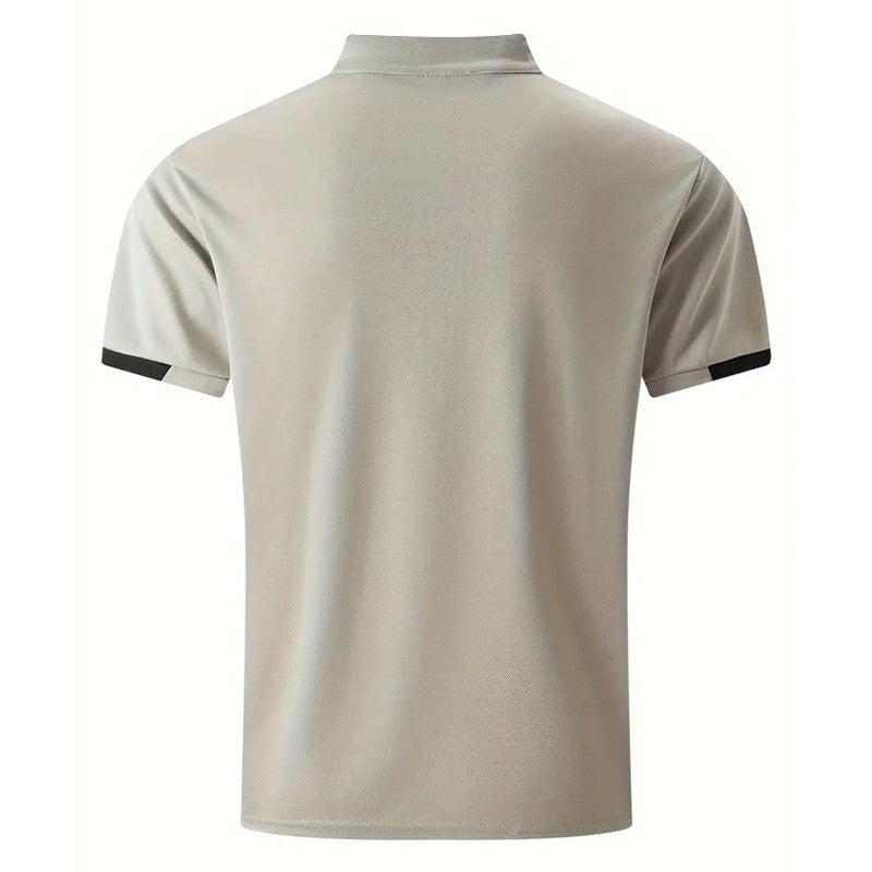 Men Clothes Spring Summer Casual Fashion Short Sleeve Stand Collar Polo Shirt Logo Print Men Clothes Slim Fit Polo Shirt