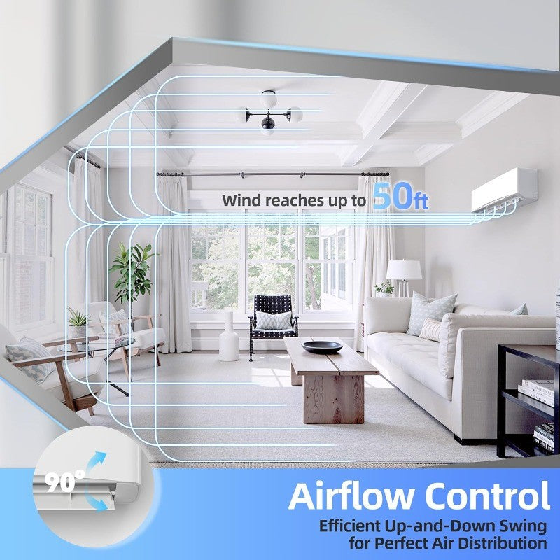 Ar Condicionado e Aquecedor Mini Split de 12000BTU, Sistema Inversor de 115V 17 SEER2, Cobre Até 70m², Instalação Completa