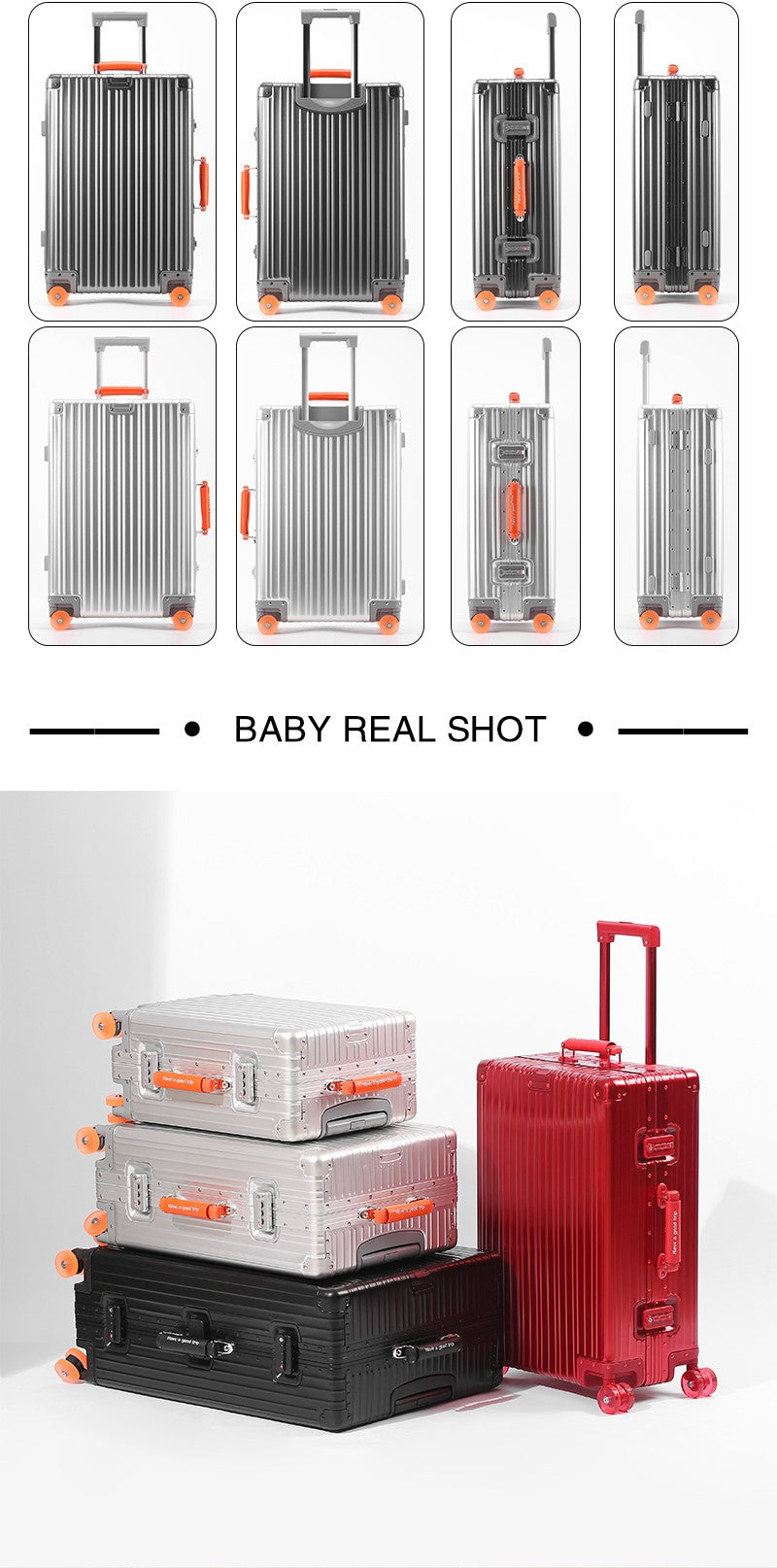 All-Aluminum Magnesium Alloy Suitcase Large-Capacity Password Luggage Infused Transparent Rolling Wheel Business Trolley Case
