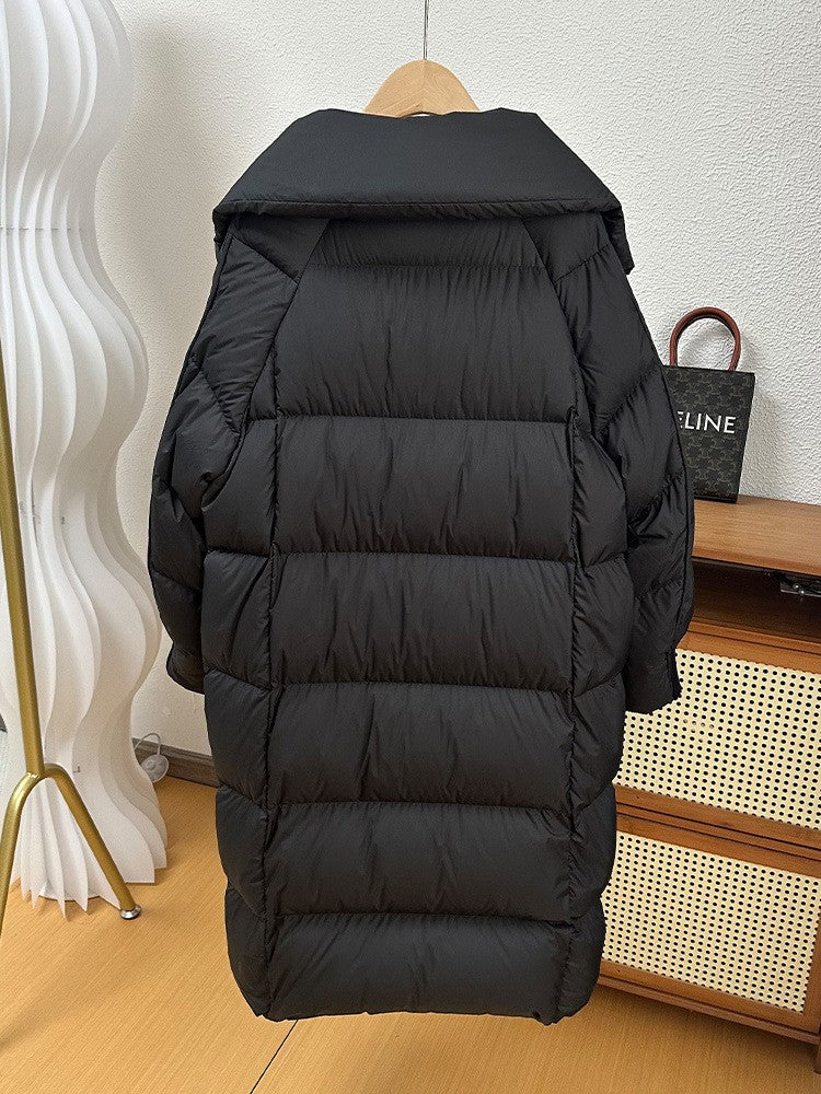 Schinteon Women White Duck Down Long Jacket Autumn Winter Warm Casual Over Size Loose Outwear Soft Comfortable Fashion Coat New