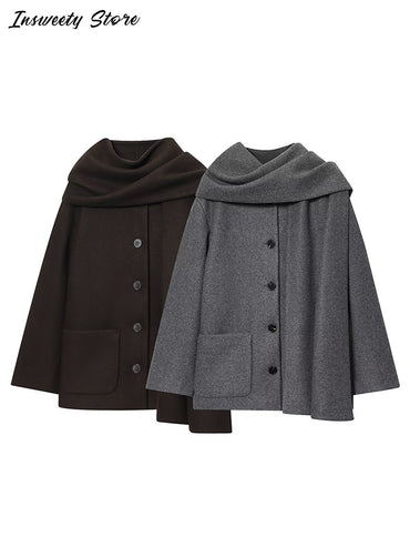 Fashion British Style Trench Coat with Detachable Scarf Women's Single Breasted Long Sleeve Jacket 2025 Winter Classic Outerwear