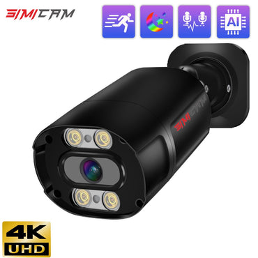 Câmera IP de segurança dome/turret externa UltraHD 4K 8MP PoE Onvif 3840x2160, detecção humana, visão noturna colorida com luz dupla 30 metros