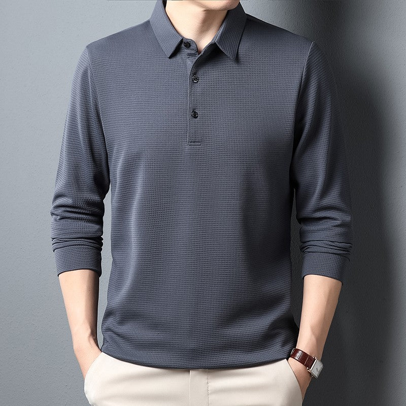 Men's Business Casual Polo Long Sleeve T-shirt Summer Comfortable Top