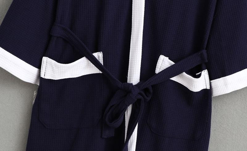 Cotton Waffle Men Kimono Bathrobe Gown Sleepwear Couple Black Robe Nightwear Loose Casual Sauna Yukata Spring Summer Home Wear