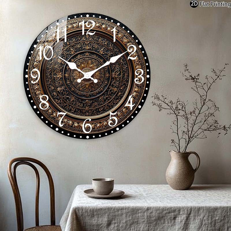 Wooden Silent Wall Clock nate gold wall clock intricate patterns Quartz Analog Clock Farmhouse,Office Idea Christmas Halloween