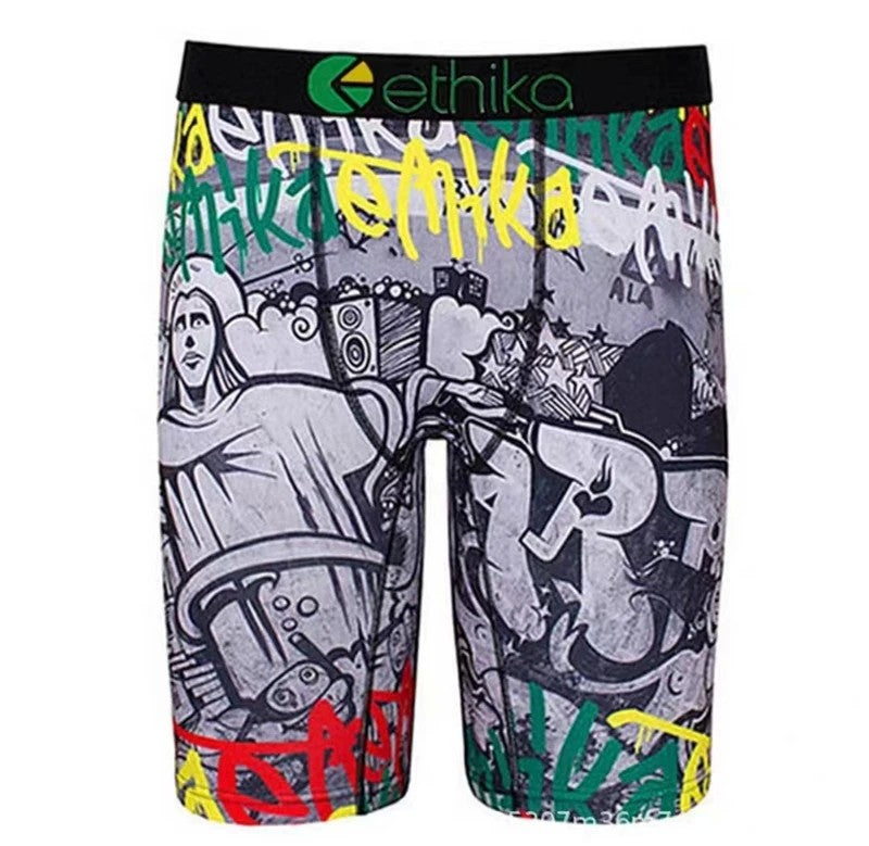 ETHIKA Sexy Fashion Print Men Underwear Boxer Cueca Male Panties Lingerie Man Underpants Panty Boxers Briefs Mens Shorts S-XXXL