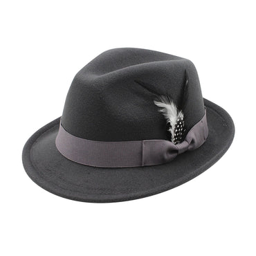 Men's Classic Solid Color Fedora Feather Decoration Elegant Gentleman Style Jazz Hat Suitable for Party and Dance Hall Venues