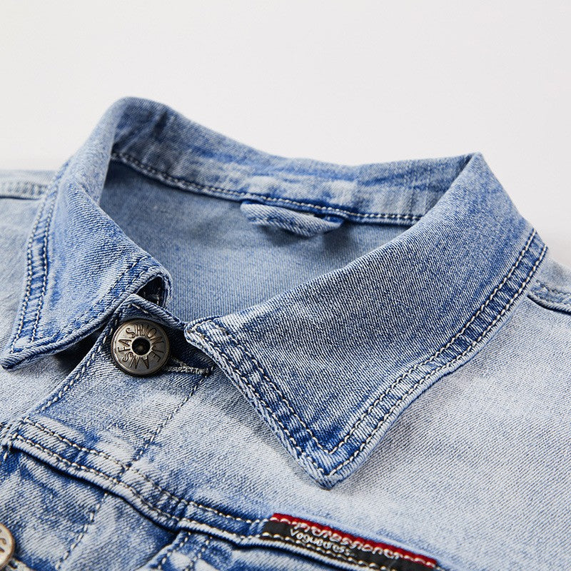 Sets Blue Jean Jackets Men's Fashion Multi Pockets Loose Casual Cotton Vintage Street Cowboy Coats Brand Clothes Denim Pants Men