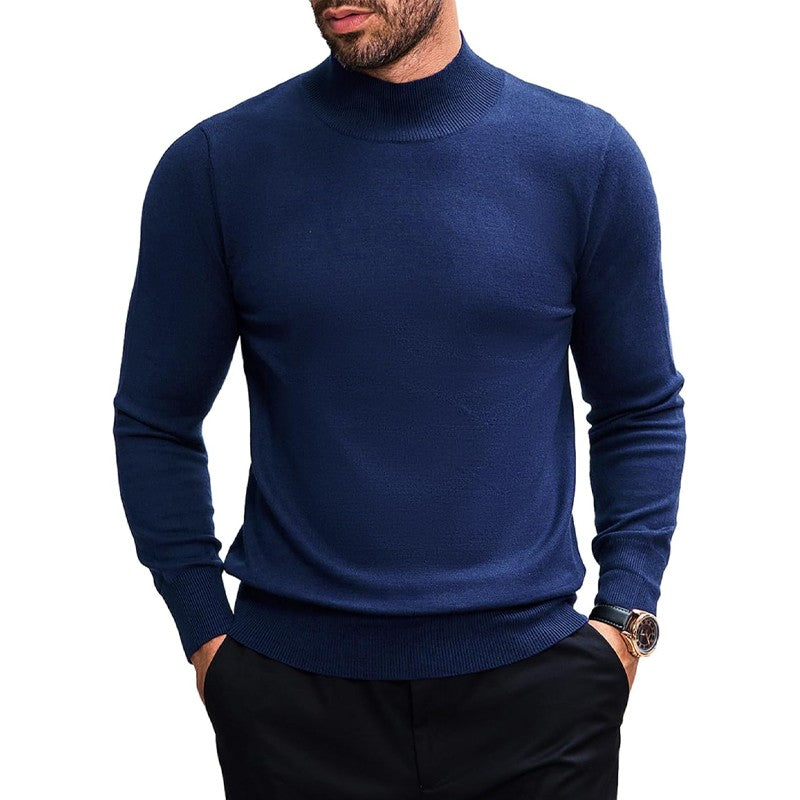 Animal Game Men's Turtleneck Pullover Winter Knit Sweaters Business Jumper Stretch Stand Collar Work Jumper Woolen Cold Blouse