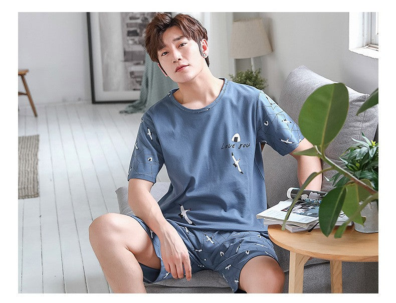 2 Piece Set Sleepwear Men Large Size Youth Pajamas Striped Bear Home Wear Man Nightwear Loungewear Comforts Breathable Casual