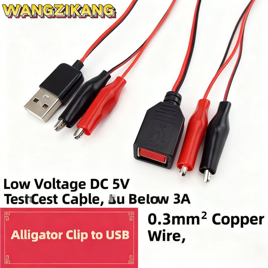 USB to Alligator Clip Adapter Cable Male Female USB to Alligator Clip Probe USB Cables with Alligator Clip for Circuit Test