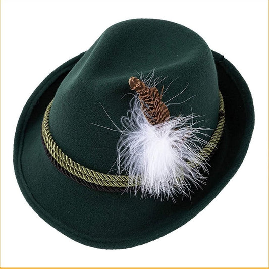 Alpine Hats Feather Decors Hat Western Bavarian Costume Cosplay Cap Swiss Dress Up Oktoberfest Hat Men Women Party Photo Props