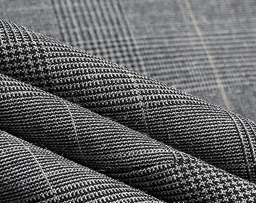 2024 Men's Checkered Business Casual Suit Two-Piece Set Polyester Wedding Trend Handsome Boutique Suit + Trousers