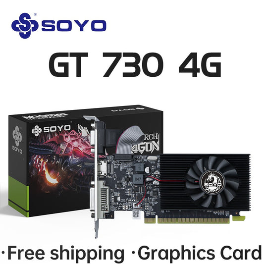 SOYO Graphics Cards NVIDIA GT730 4G GDDR3 128bit Video Card HDMI+DP+DVI For Desktop Gaming Computer Components GPU GT 730