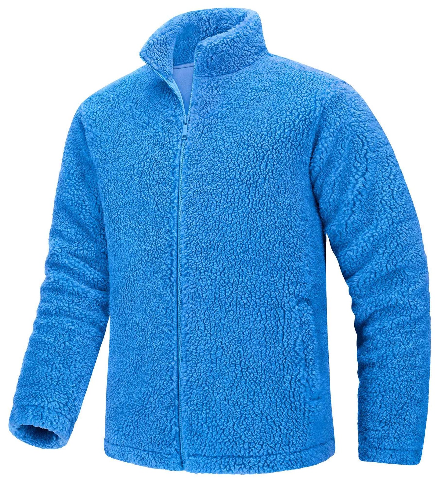 TACVASEN Winter Full Zip Up Warm Fleece Jackets Mens Fuzzy Sherpa Jacket Thicken Thermal Outdoor Fluffy Coat Zip Pocket Outwear