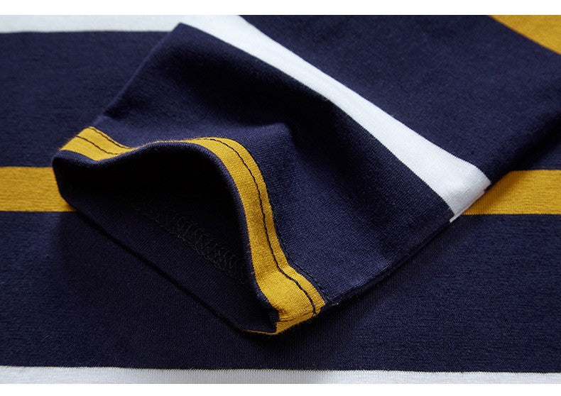 Men Business Long Sleeve Polo Shirt 2024 Spring New Fashion Stripe Embroidery Long Sleeve T-Shirt Cotton Casual Polo Shirts Men