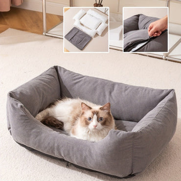 Colchão para Animais de Estimação de Inverno Engrossado, Cama de Gato Quente de Veludo Cotelê, Cama de Cachorro com Cobertura, Almofada para Dormir para Filhotes de Cães Pequenos e Gatinhos Cuscino