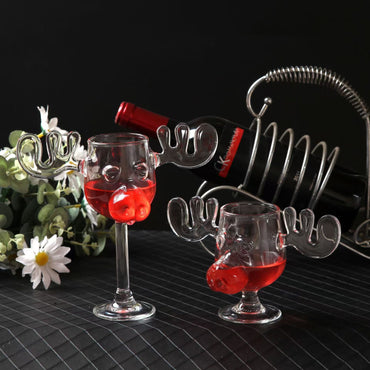 Copo de Vidro Criativo Chifre de Veado com Nariz de Porco, Taça de Vinho Rena, Copo de Uísque, Caneca de Café com Leite, Presente de Natal, Copos para Bebidas
