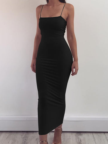 2025 New Spring Summer Women's High Elastic Sleeveless Backless Dress Long Sling