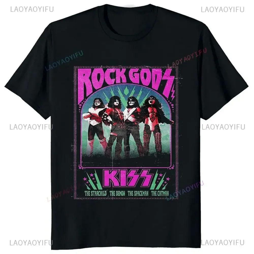 Kiss Band Men and Women Fashion Music Rock Top Harajuku Short Sleeve Universal Pattern Big T-shirt