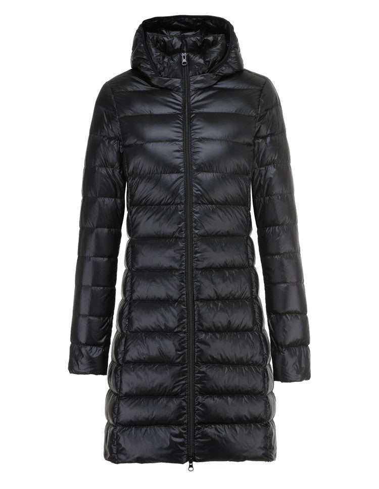 5XL 4XL Plus Long Down Jacket Women Winter Ultra Light Down Jacket Women With Hooded Down Coat Female Hat Detachable