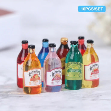 10pcs Dollhouse Mini Drink Bottles Simulation Wine Bottles Model Doll Living Room Kitchen Decor Dolls Bar Accessories Toy