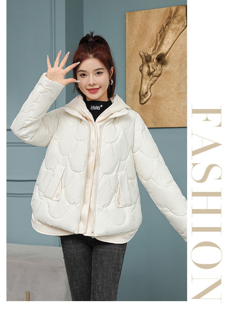 Fitshinling Fashion New In Warm Parkas Coat Outerwear Women Clothing Fake Two-piece Cotton Padded Quilted Winter Jacket Female