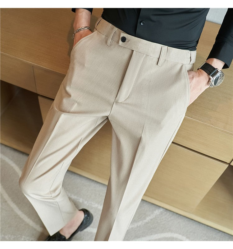 Men Suit Pant Autumn Elastic Waist Solid Slim Fit Dress Pants Business Casual Office Social Trouser Plus Size 40 38 Men Clothing