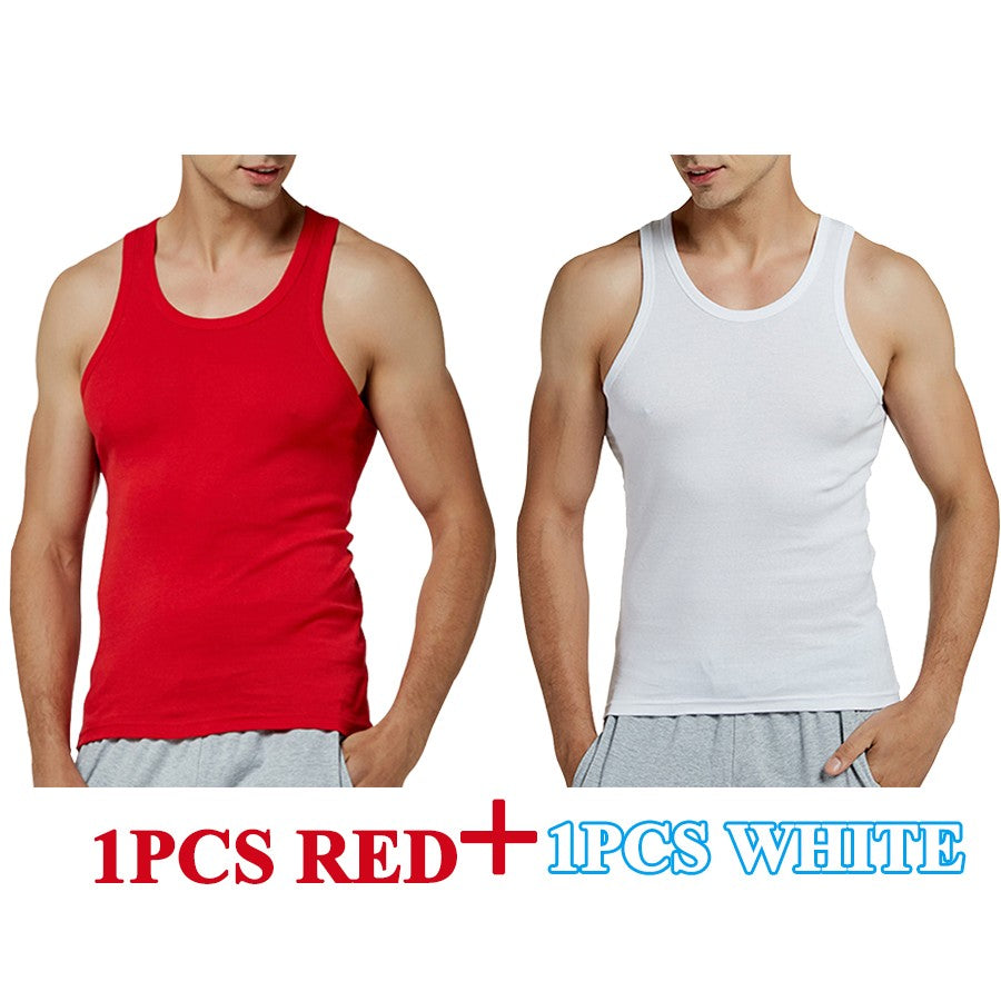 Tank Tops Men New 100% Cotton Solid Vest Mens Slim Casual Breathable Sleeveless