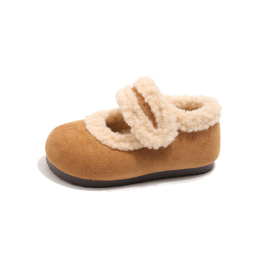 Sapatilhas de Algodão para Crianças de 1 a 18 Anos Bege Acolchoadas Sapatos de Caminhada Grossos para Meninos e Meninas Marrom Macio Antiderrapante Sapatos de Pele Infantil