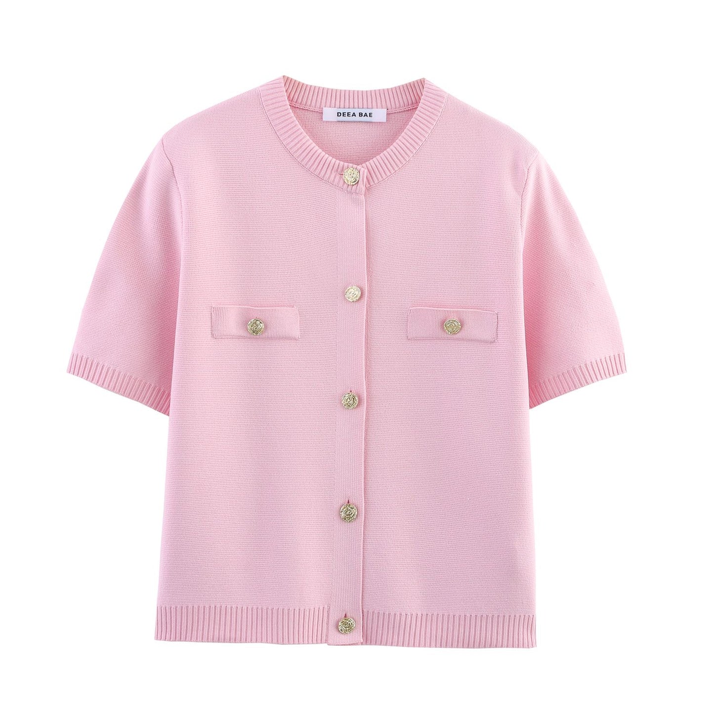 2025 Spring And Summer New Women's Short Sleeved Simple Fashion Style Knitted Cardigan Coat